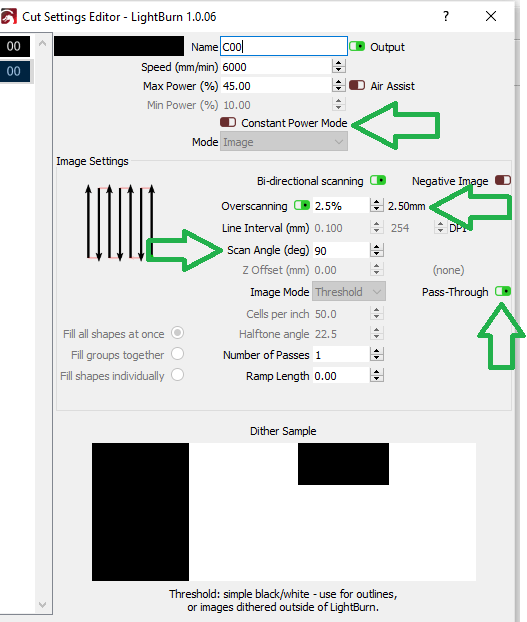 Lightburn software settings