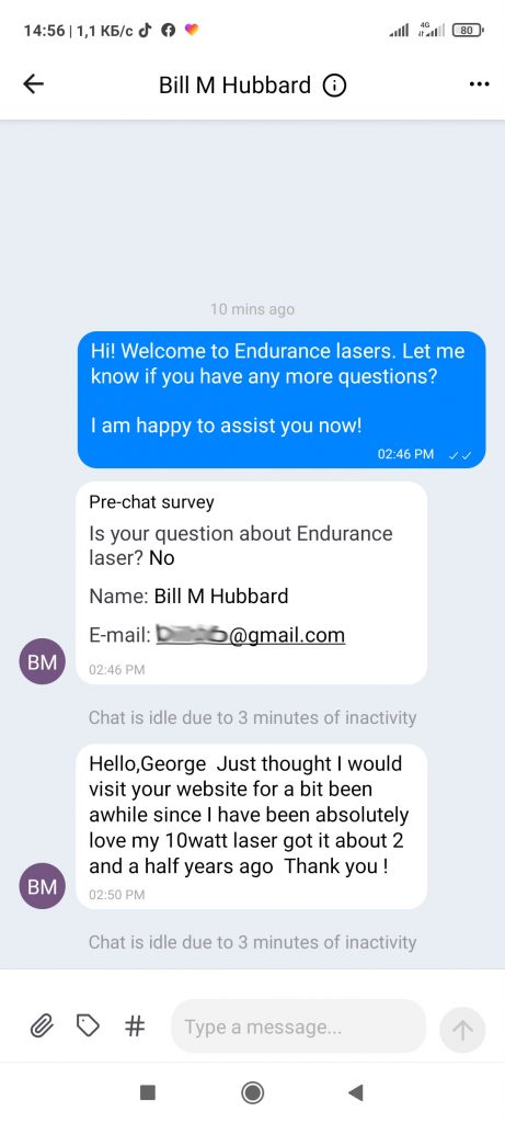 Endurance laser customer review