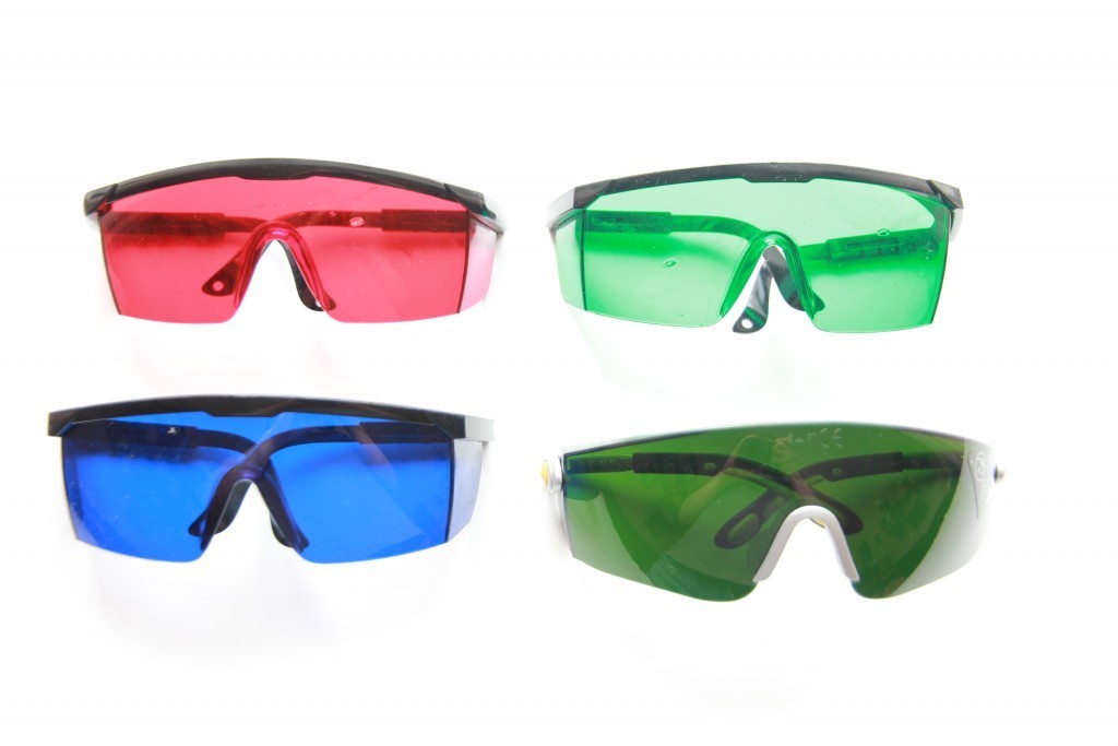 Laser protective goggls: red, blue, green