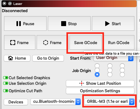 Lightburn save g-code