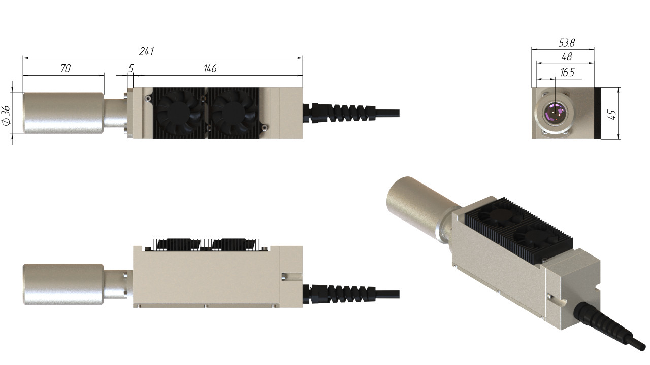 10 watt DPSS infrared laser attachment for metal marking and metal cutting.