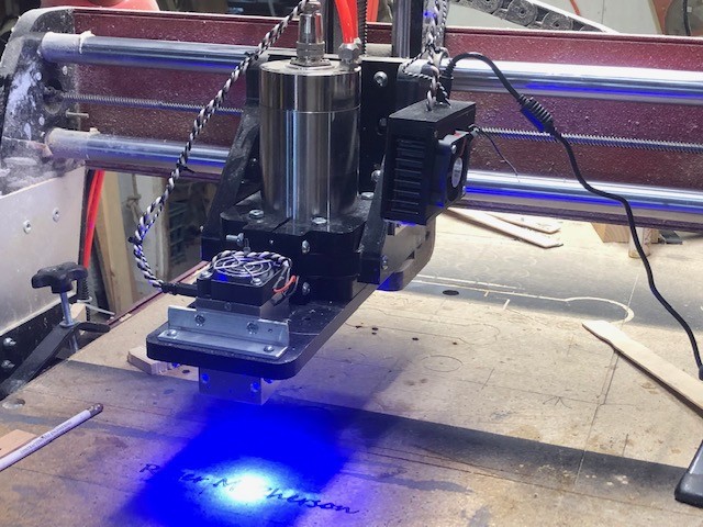 An Endurance 10 watt laser installed on Shark HD4 CNC machine
