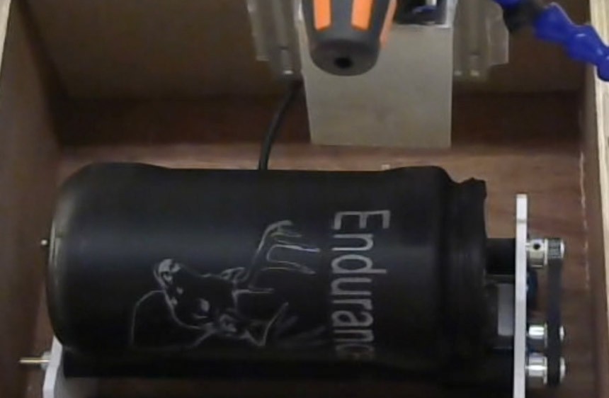 Testing an Eleksmaker rotary system for engraving on cylindrical surfaces