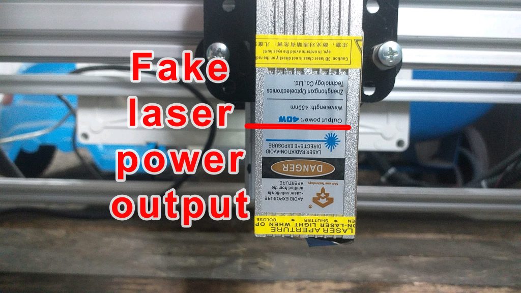 fake Chinese laser power output label