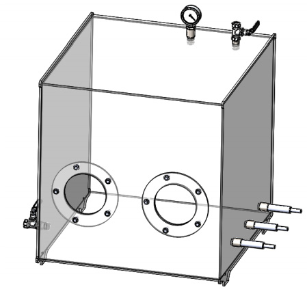 Airtight box (sealed chamber) for laser cutting / engraving and other chemical experiments.