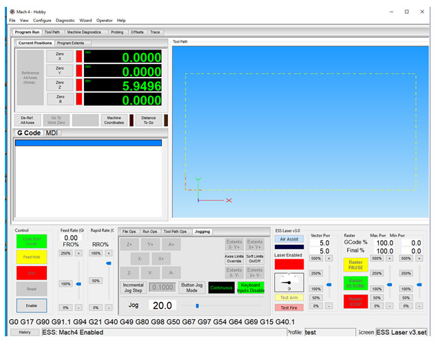 Lightburn + Mach4 and GRBL.