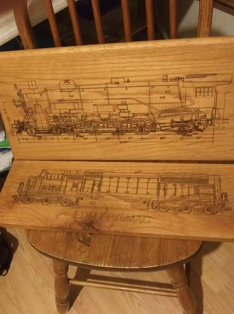 Train blueprints on 24 x 12 oak