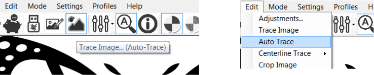 Right click the trace icon or select from the Edit Menu
