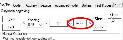 Set the image size in mm using Zoom