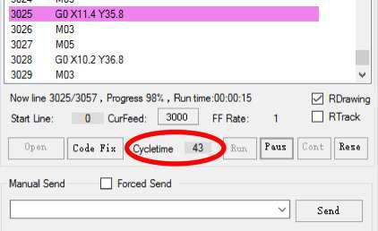 Then we set the necessary number of passes in the Cycletime window
