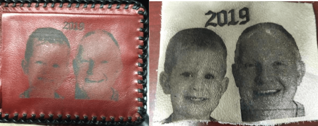 Leather example laser engraving