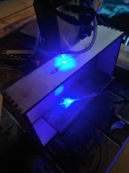 10 watt Endurance laser cutting 6 mm inch Birch plywood. It will do it at full power