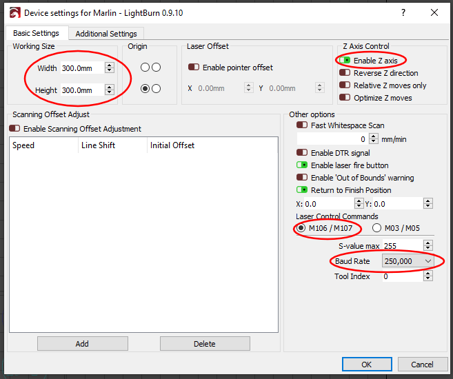 Lightburn commands