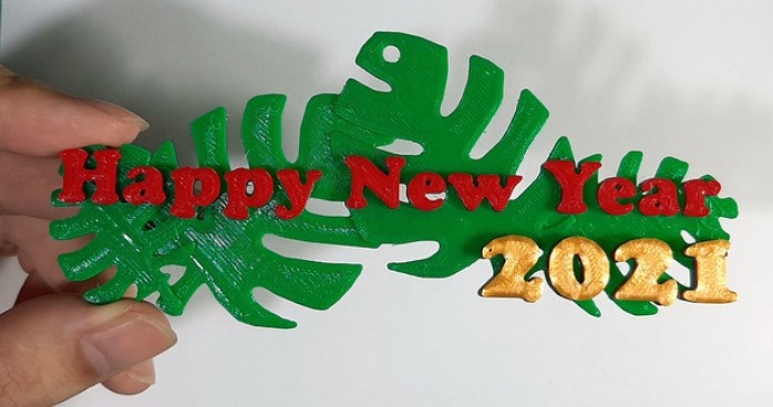 Happy New Year 2021 3D Card Ornament