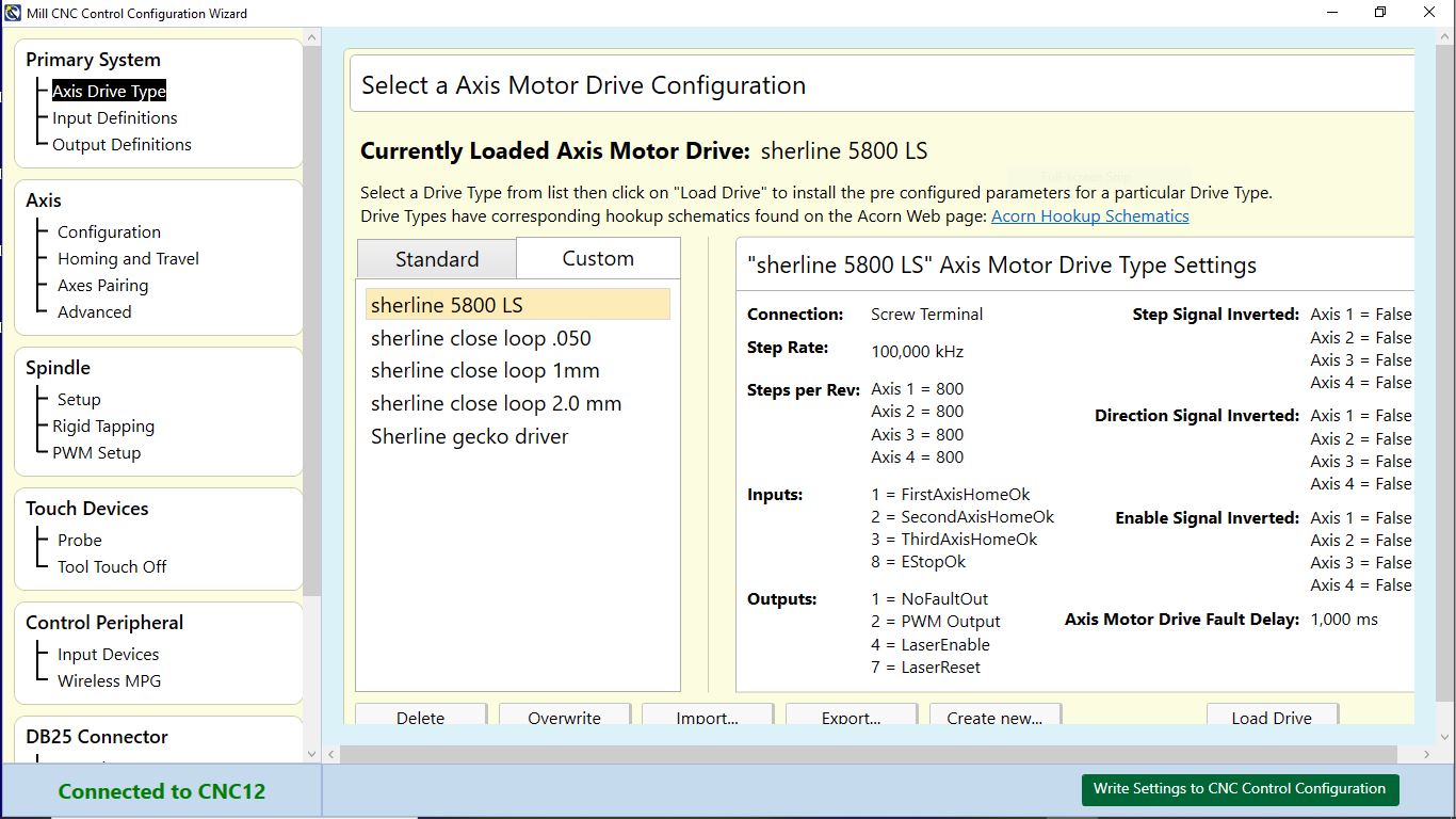 configuration file sherline 5800 LS