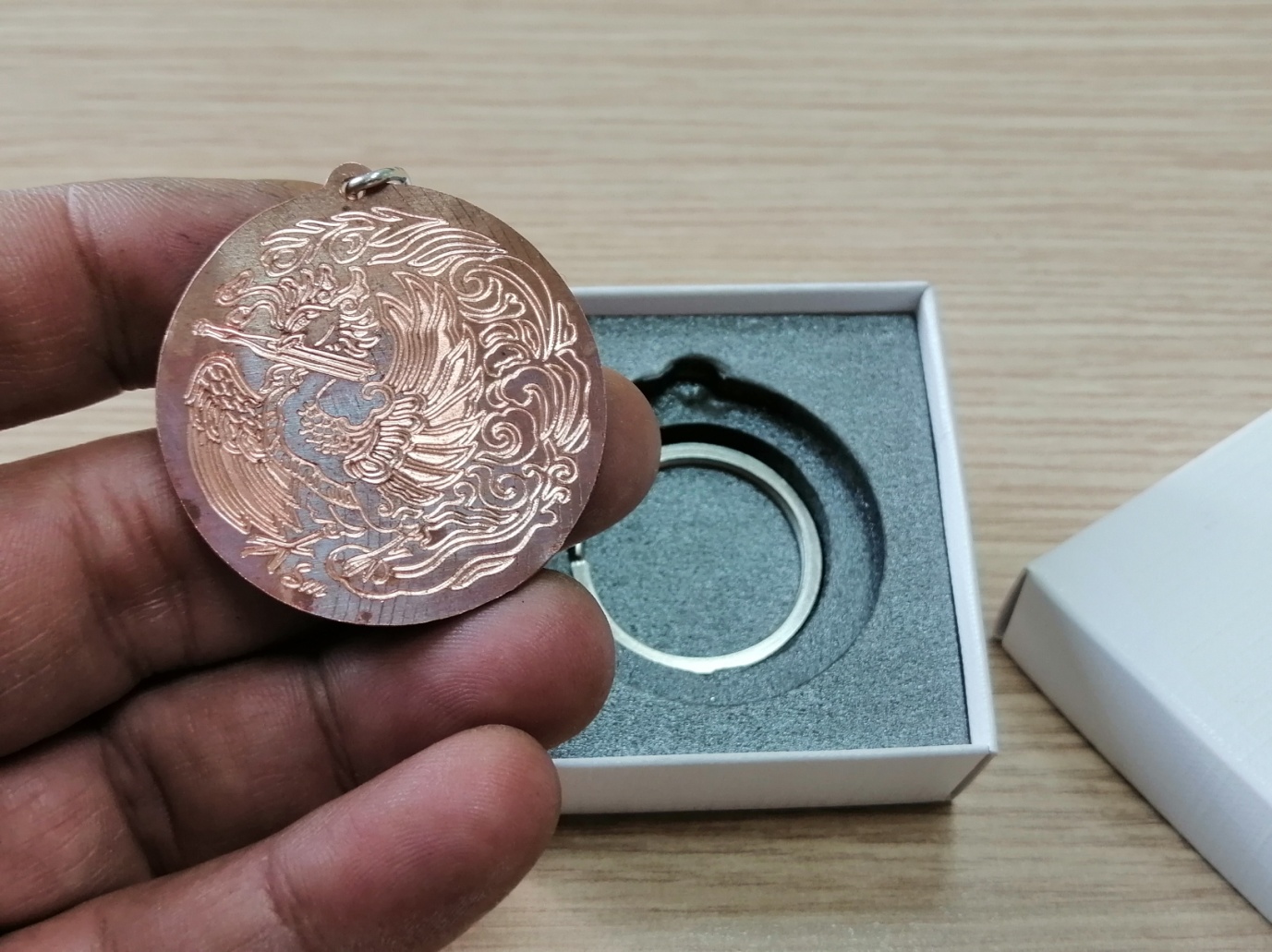A copper key holder