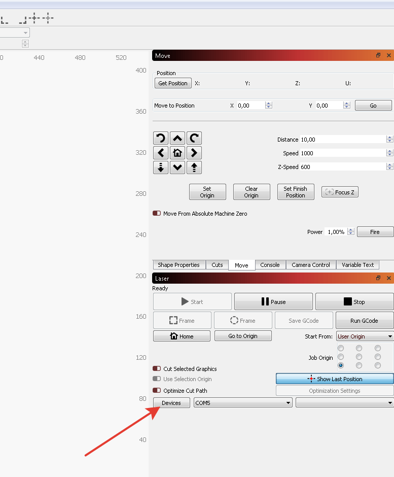 Lightburn settings position