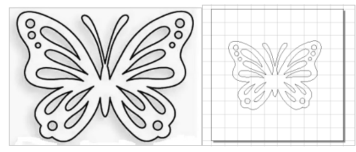  a) butterfly template b) butterfly template in EzCad